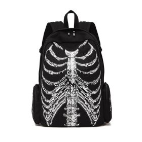 Printed Fashion European And American Canvas Bag Skull Personality Female Casual Men's Backpack